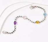 JAI Sterling Silver Blue Cool/Blush Gemstones Box Chain Bracelet,  8"